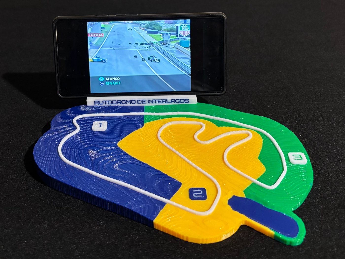 Interlagos relief map, printed